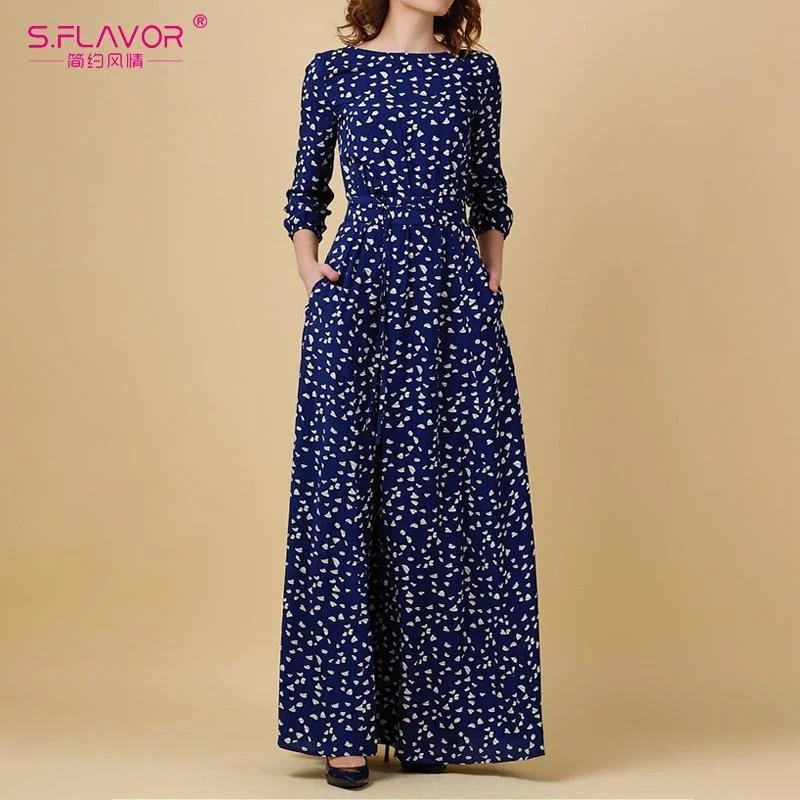 Women's Clothes For Special Occasions Vintage Print Elegant Maxi Dress