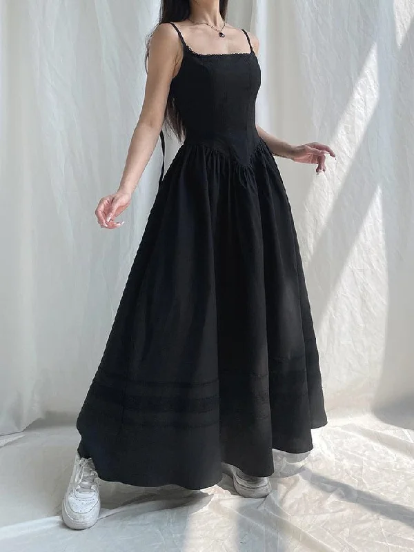 Women's Casual Wear Outfit Goth Strap Maxi Dress