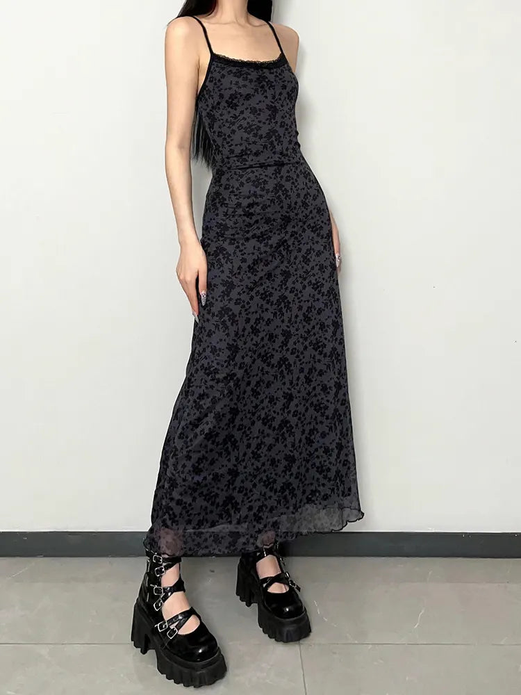 Women's Trendy Outfit Grunge Floral Printed Maxi Dress