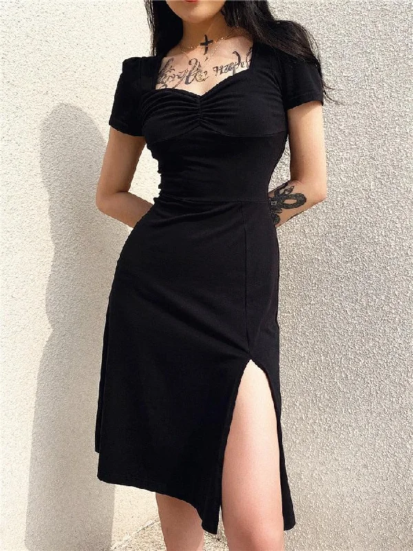 Women's Professional Apparel Dark Academia Leg Split Midi Dress