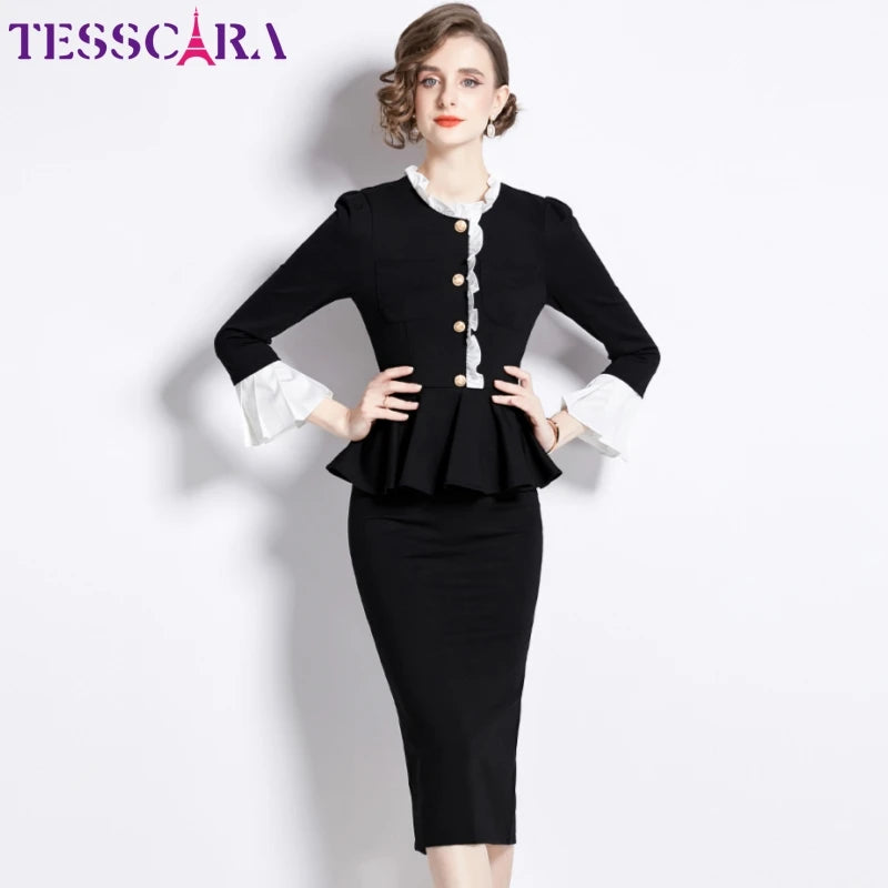 Women's Evening Garments Black Cocktail Party Vintage Midi Dress