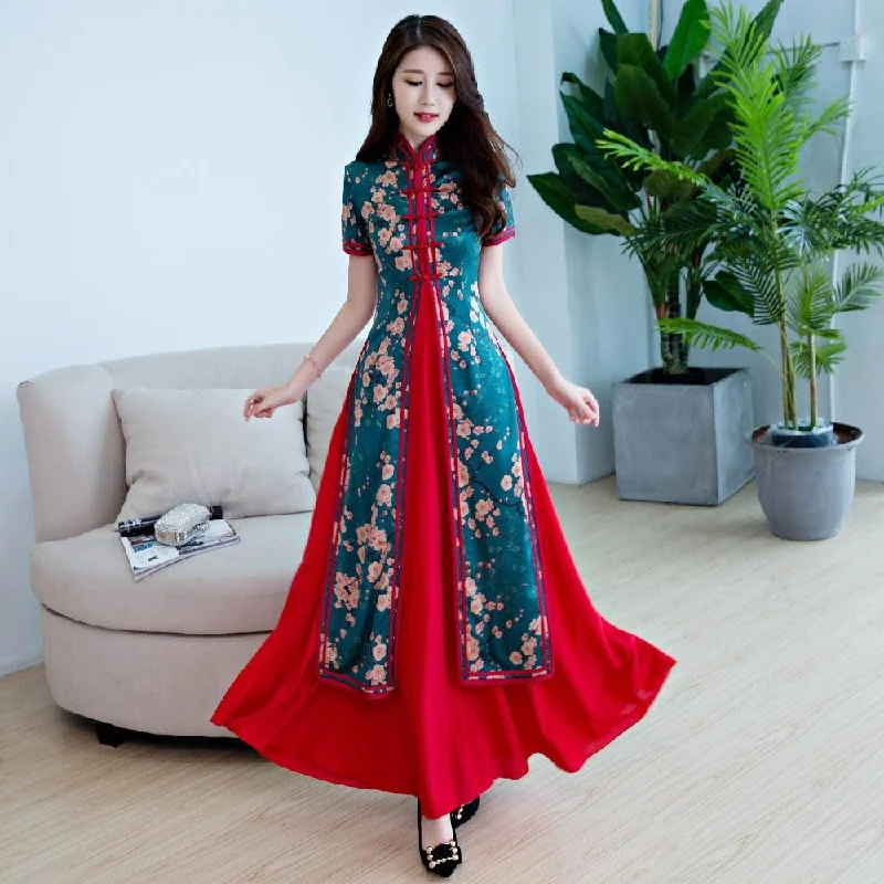 Women's Everyday Attire Cheongsam Oriental Ao Dai Vietnam Dress