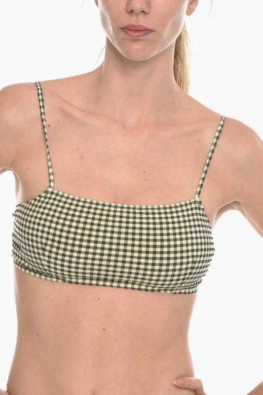 Stylish Women's Outerwear Apparel Samsoe Samsoe Gingham Checked Two-Tone Filippa Bikini Top Xs Standard Size