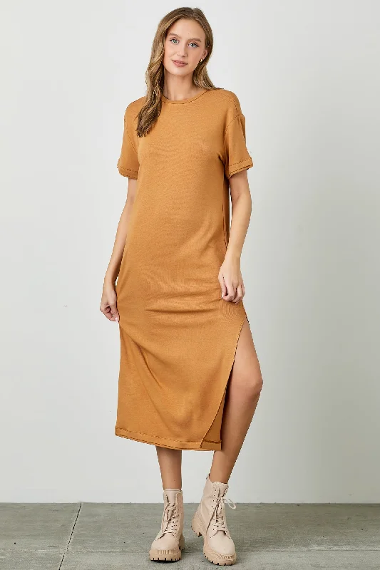 Sustainable Fashion Clothing For Women The Maeli Knit Maxi Dress in Camel-Sale