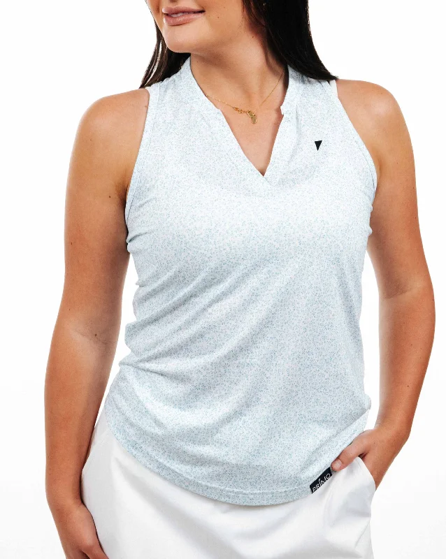 Women's Athleisure Apparel Women's Floral Sleeveless Blade Polo