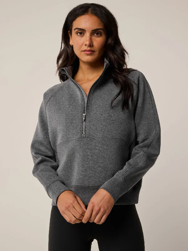 Vintage-Inspired Women's Apparel Kristina Melange Half-Zip