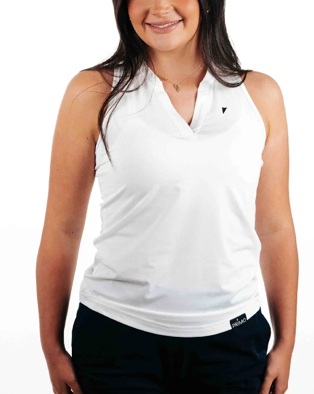 Formal Attire For Women Women's White Sleeveless Blade Polo