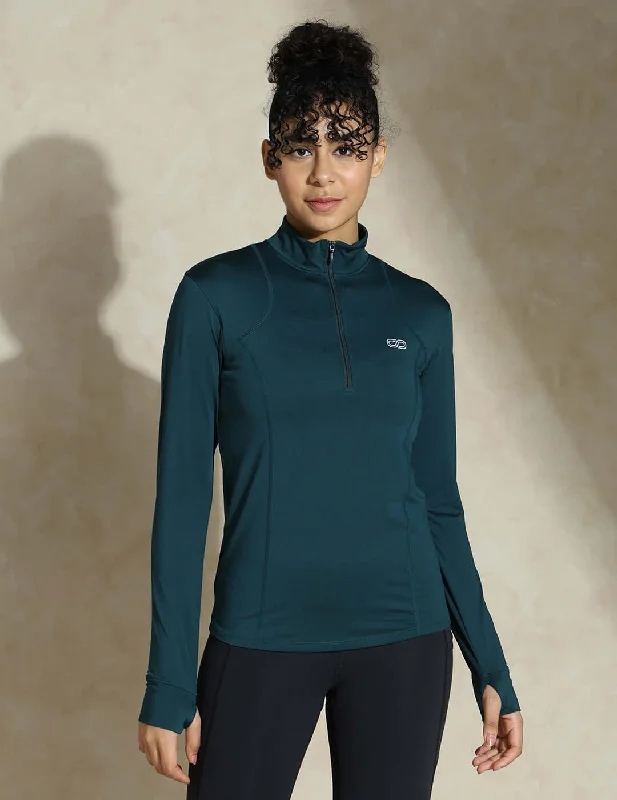 Women's Formal Event Attire Women's Ath Runner Zip Neck Teal