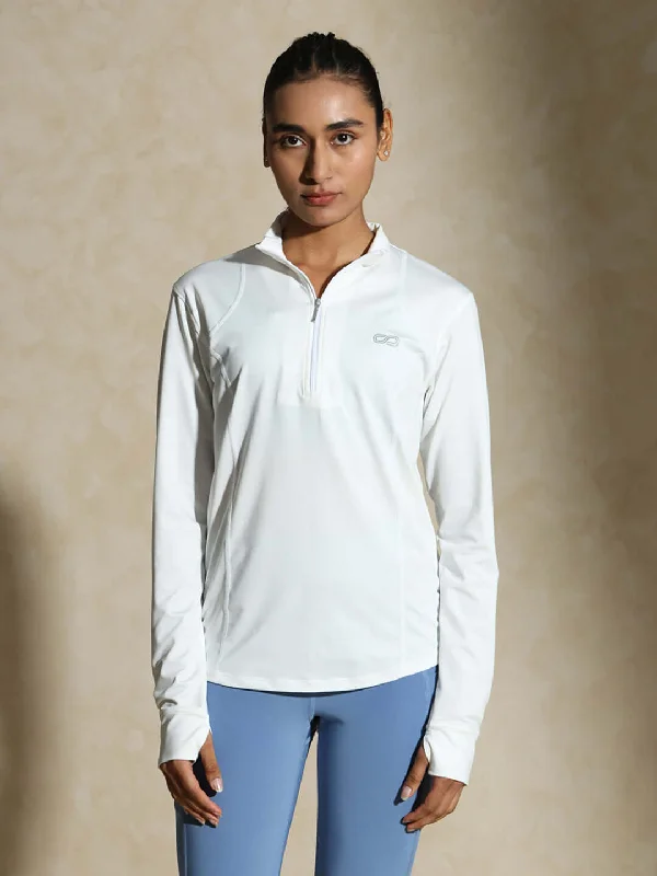 Women's Travel Garments Women's Ath Runner Zip Neck White