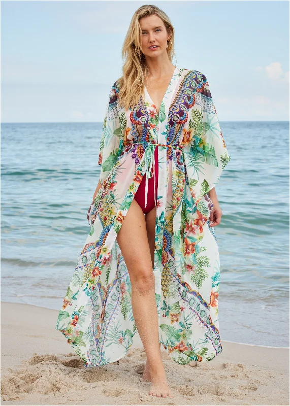 Women's Elegant Clothing Sets Front Tie Kimono - Coastal Catwalk