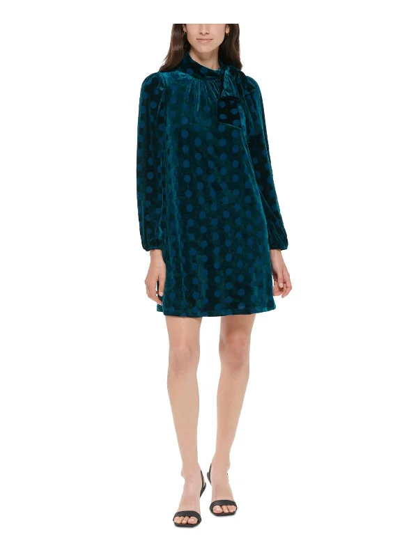 Women's Cozy Winter Attire Womens Dotted Mini Shift Dress