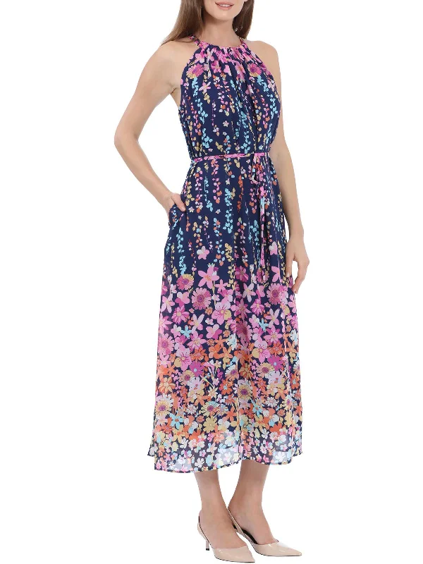 Women's Professional Outfit Womens Floral Maxi Halter Dress