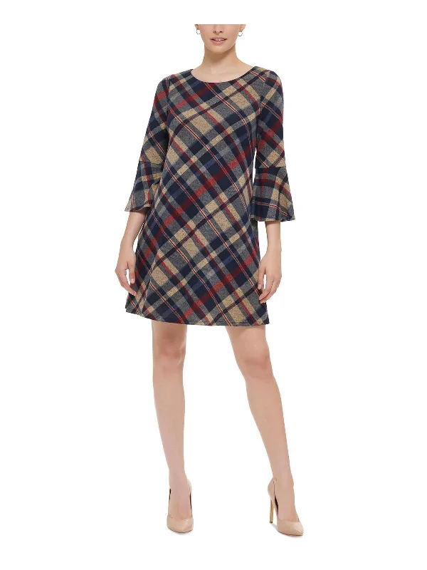 Vintage-Inspired Garments Womens Plaid Mini Shift Dress