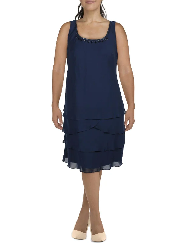 Women's Evening Clothing Womens Tiered Sleeveless Cocktail and Party Dress