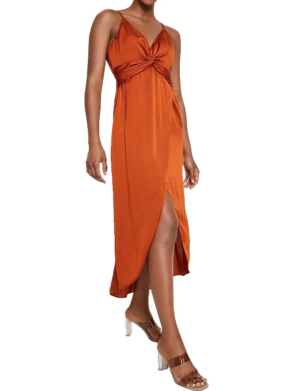 Modern Women's Outfit Womens Twist-Front A-Line Midi Dress