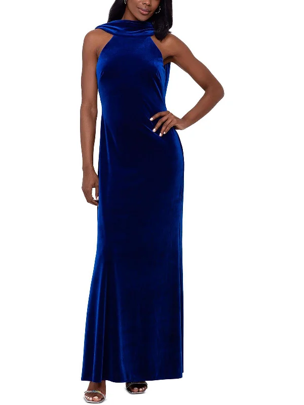 Fashion-Forward Women's Clothing Womens Velvet Long Evening Dress