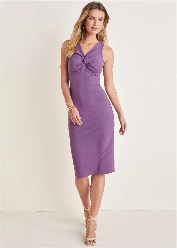 Women's Functional Outdoor Garments Twist Front Midi Dress - Purple