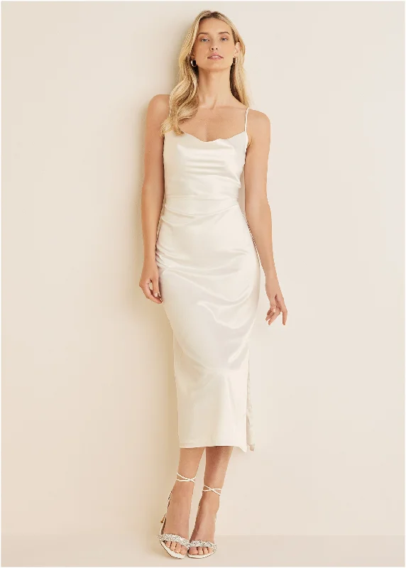 Women's Classic Attire Cowl Neck Slip Dress - Off White